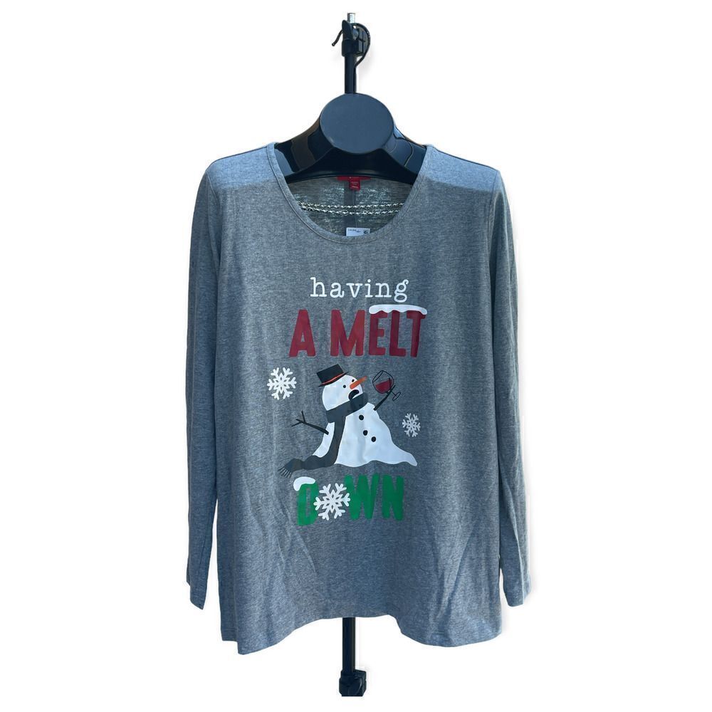 Family PJs Christmas Holiday Snowman Gray Green Red White Size 2XL